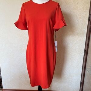 Calvin Klein Vibrant Orange Midi Dress